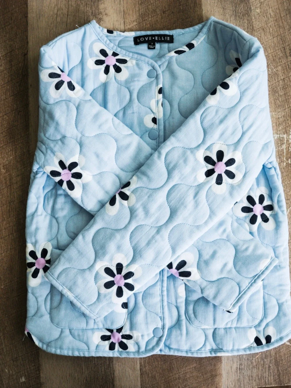 Light Blue Quilted Floral Jacket - LOVE + ELLIE